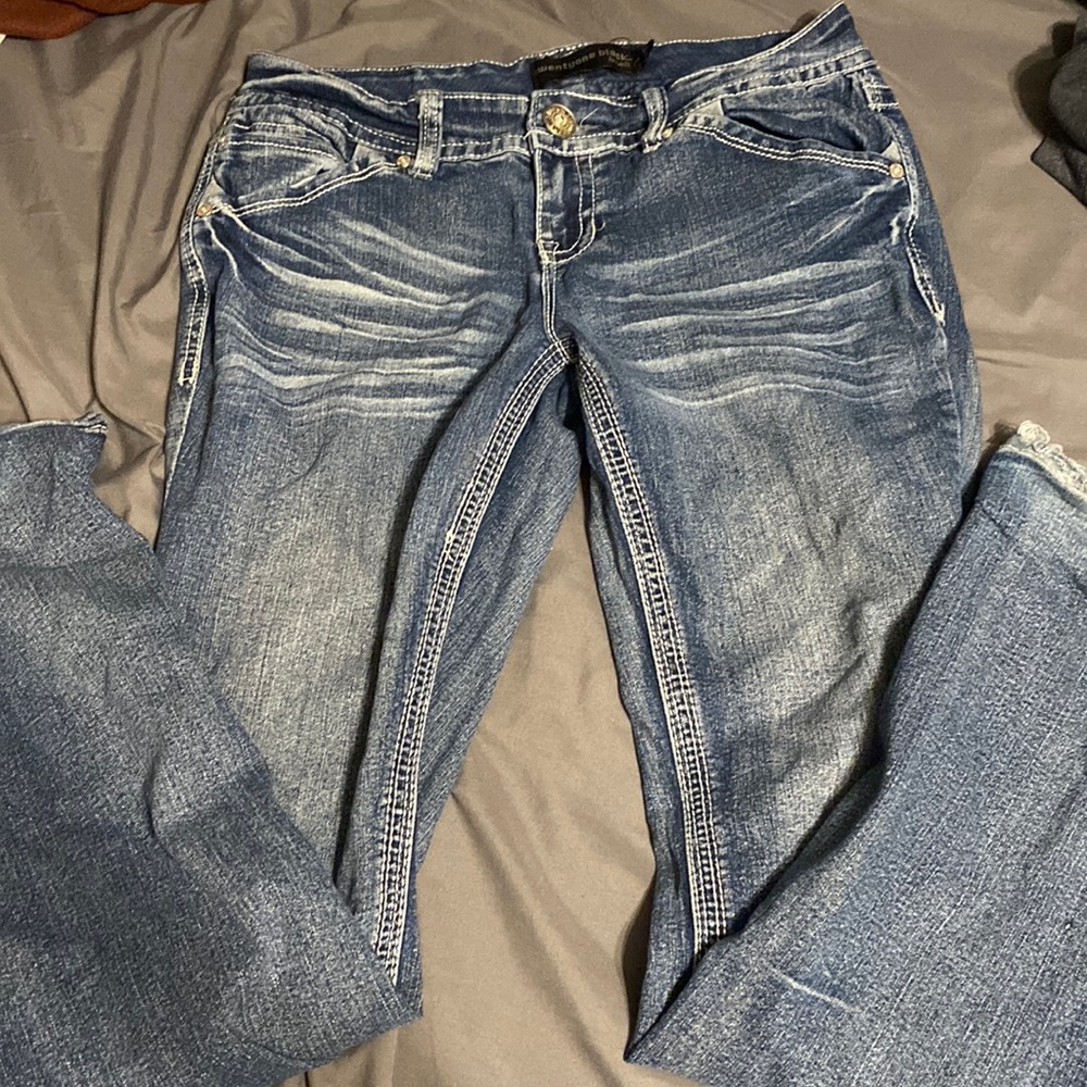 Blue low waisted bootcut jeans